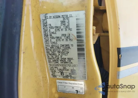 2003 Nissan Xterra Xe from USA, damaged, VIN 5N1ED28TX3C672103